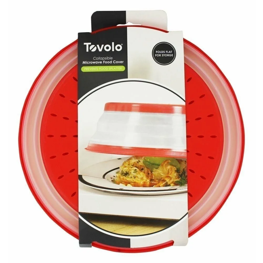 Tovolo Red Collapsible Microwave Food Cover  Vented  Easy Grip  10.5